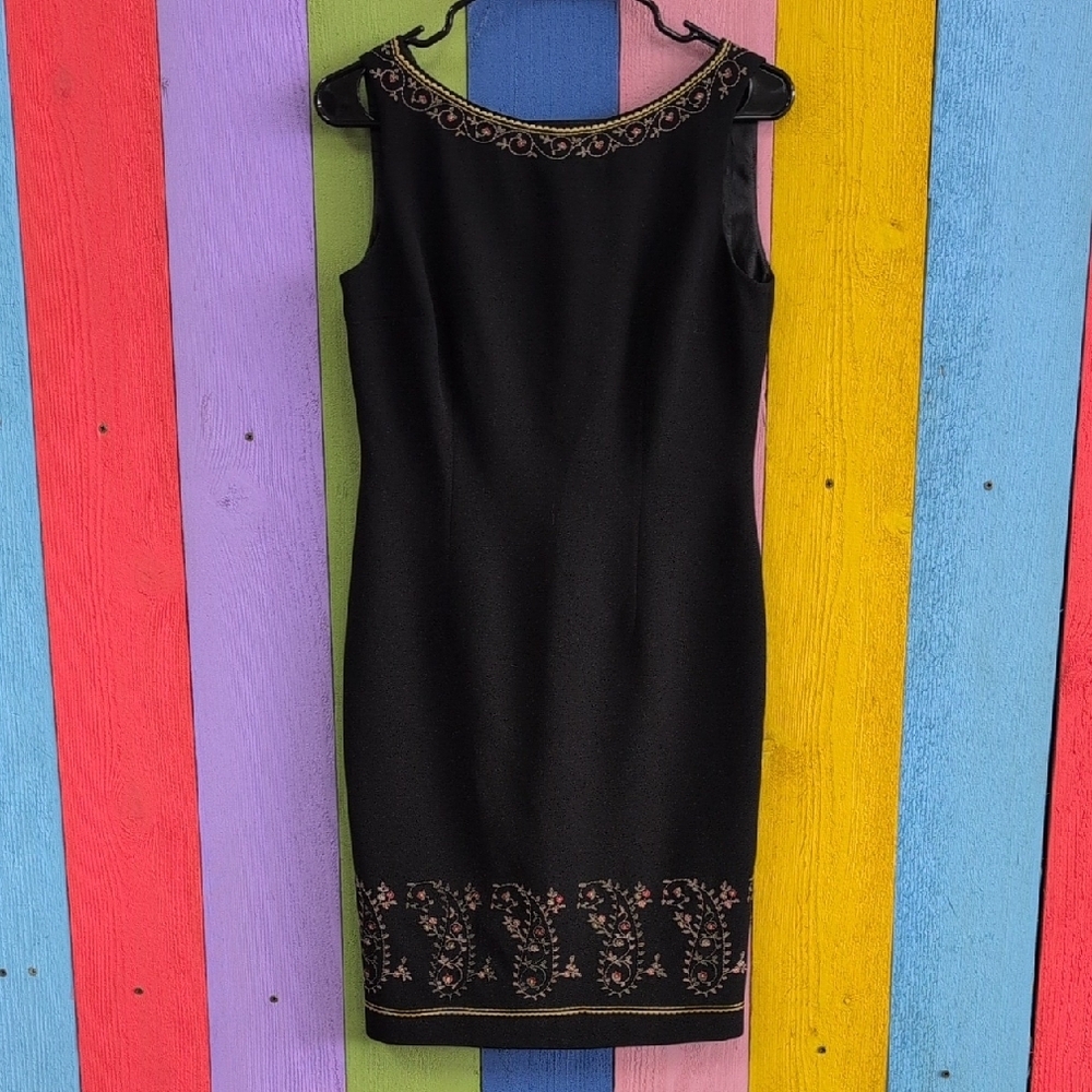 Maggy London Black Embellished Sheath Cocktail Dress